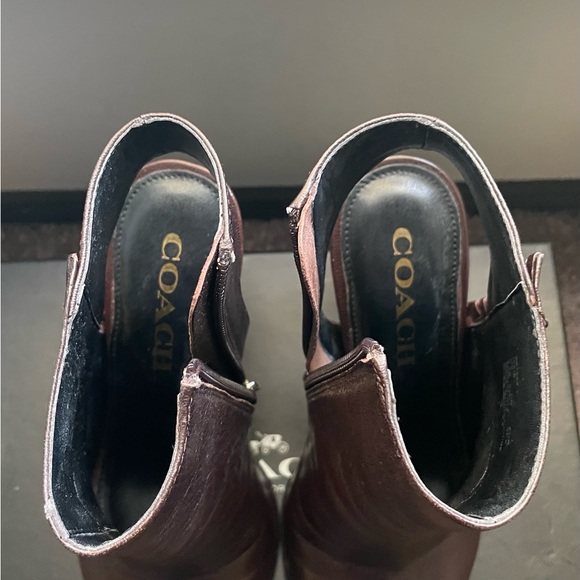 Coach Izzie Brown Peep Toe Ankle Slender Stacked Heel Shoe Bootie Chestnut 5.5 - Picture 3 of 10